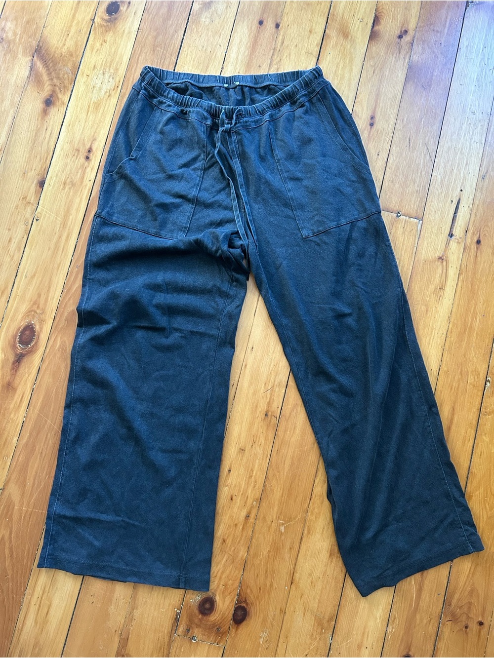 poetry pants hemp cotton wide leg drawstring US 6 gray wide leg